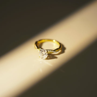 Oval Cut Twisted Pave Lab-Grown Diamond Engagement Ring