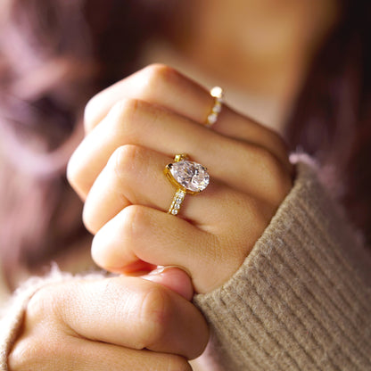 Pear Cut Open Shank Pave Lab-Grown Diamond Engagement Ring