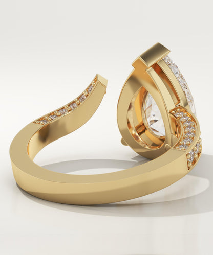 Pear Cut Open Shank Pave Lab-Grown Diamond Engagement Ring