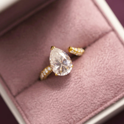 Pear Cut Open Shank Pave Lab-Grown Diamond Engagement Ring