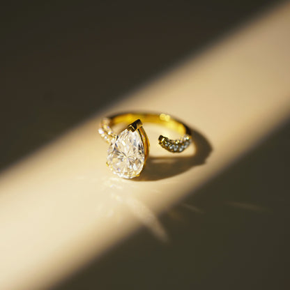 Pear Cut Open Shank Pave Lab-Grown Diamond Engagement Ring