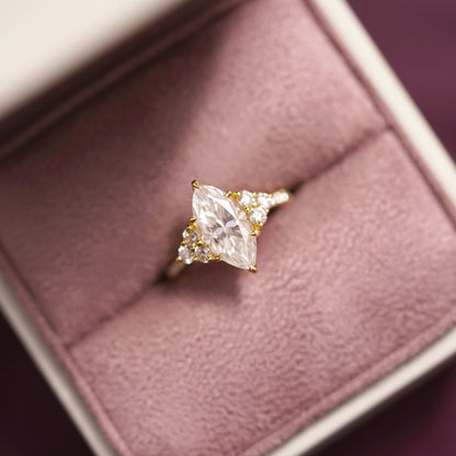 Marquise Cut Cluster Lab-Grown Diamond Engagement Ring