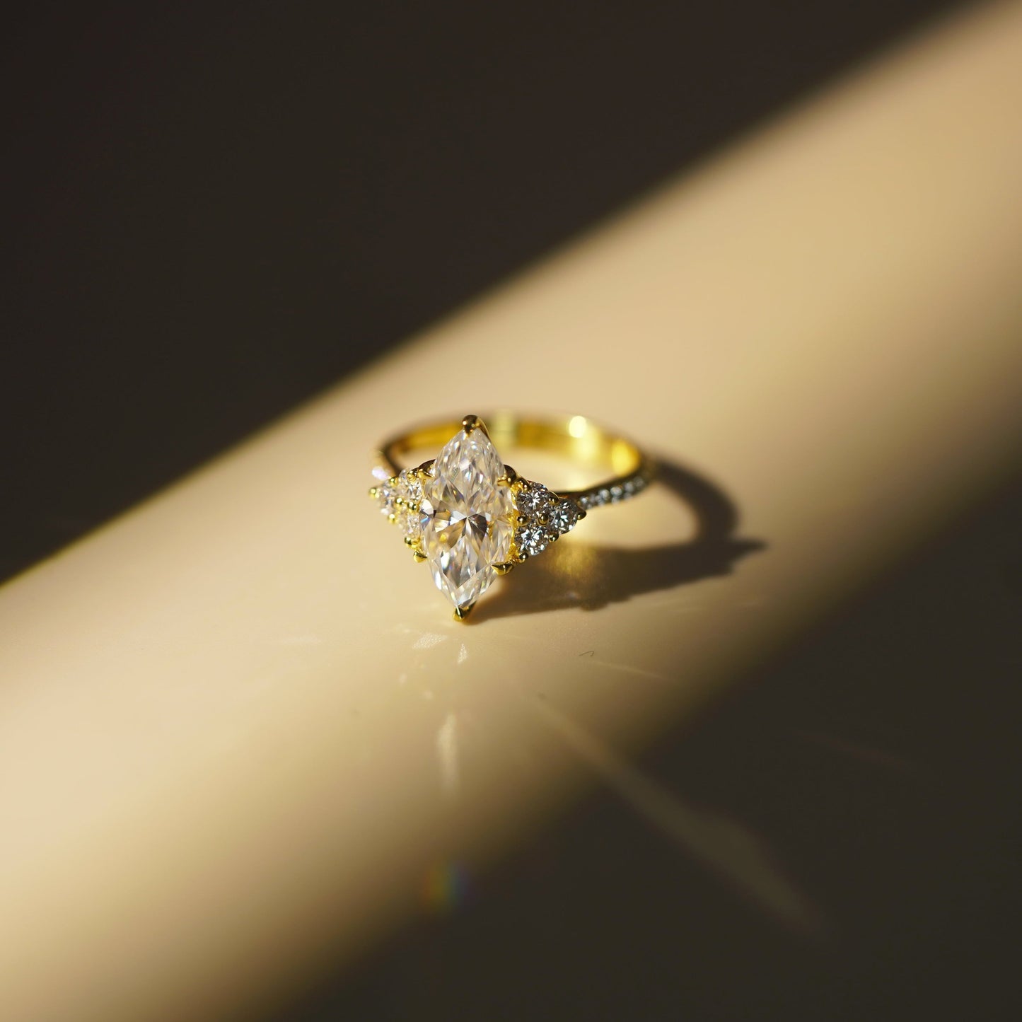 Marquise Cut Cluster Lab-Grown Diamond Engagement Ring