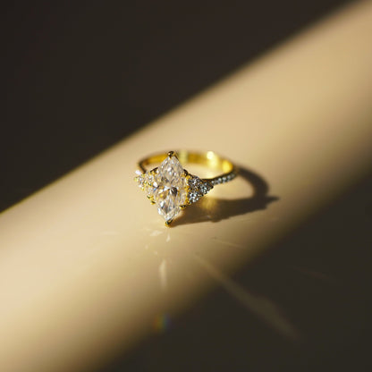 Marquise Cut Cluster Lab-Grown Diamond Engagement Ring