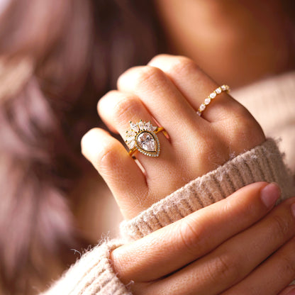 Pear Cut Cluster Lab-Grown Diamond Engagement Ring