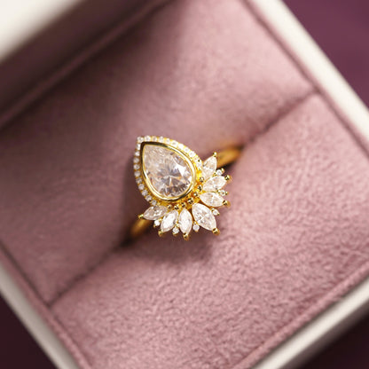 Pear Cut Cluster Lab-Grown Diamond Engagement Ring