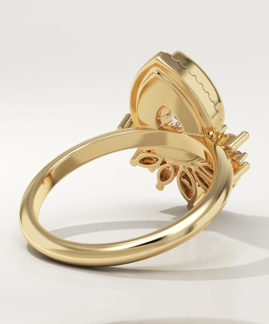 Pear Cut Cluster Lab-Grown Diamond Engagement Ring