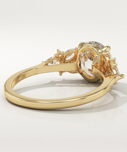 Round Cut Cluster Lab-Grown Diamond Engagement Ring