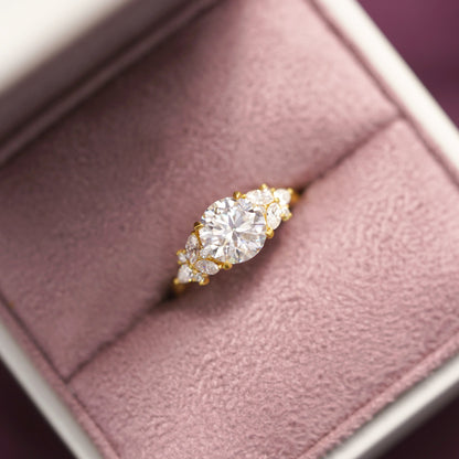 Round Cut Cluster Lab-Grown Diamond Engagement Ring