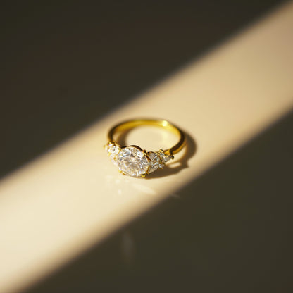 Round Cut Cluster Lab-Grown Diamond Engagement Ring