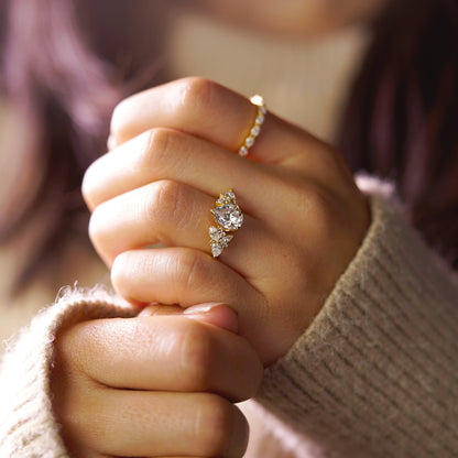 Pear Cut Cluster Lab-Grown Diamond Engagement Ring