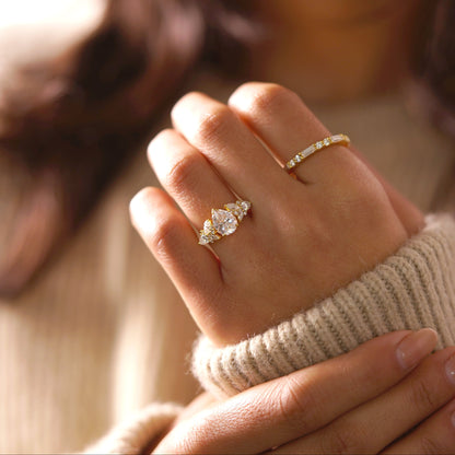 Pear Cut Cluster Lab-Grown Diamond Engagement Ring