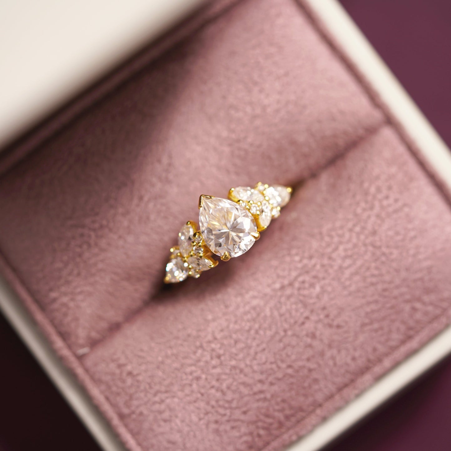 Pear Cut Cluster Lab-Grown Diamond Engagement Ring