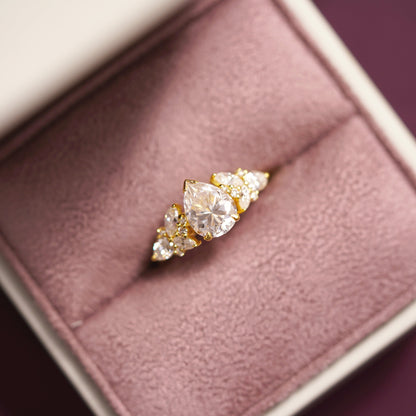Pear Cut Cluster Lab-Grown Diamond Engagement Ring