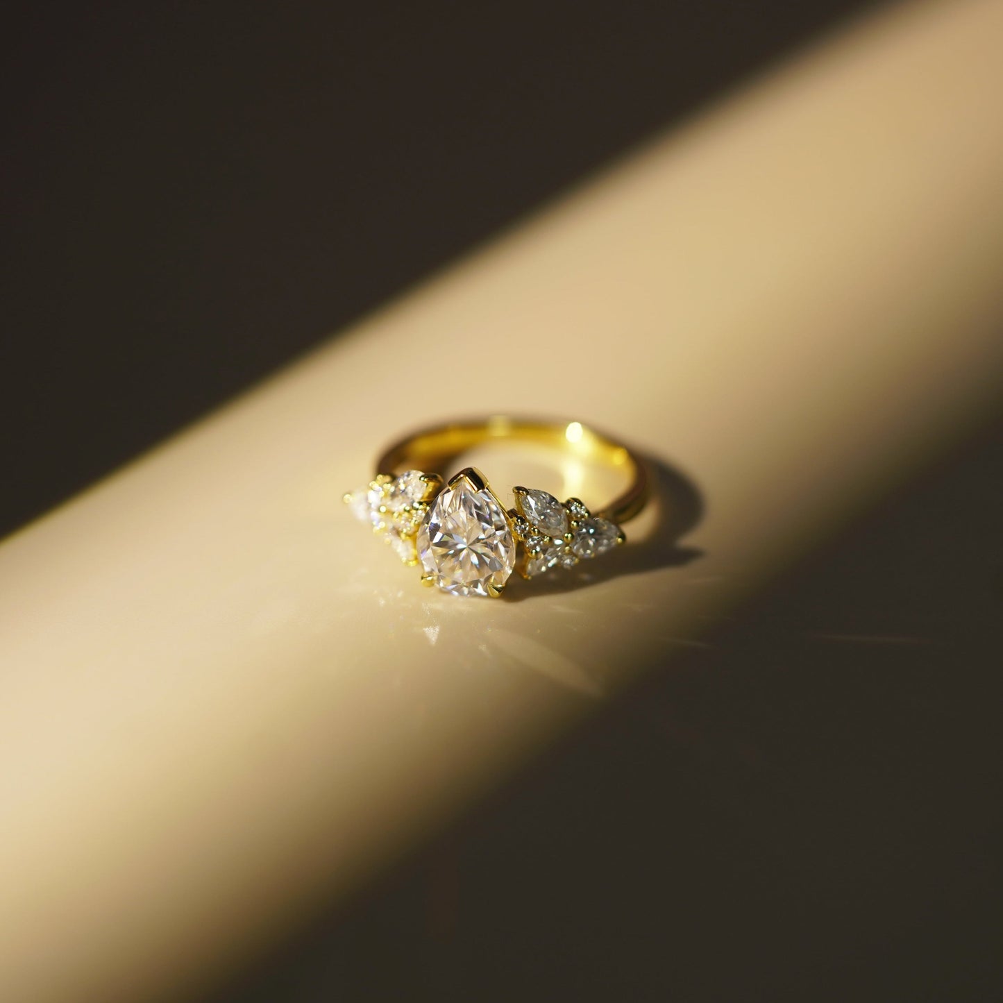 Pear Cut Cluster Lab-Grown Diamond Engagement Ring