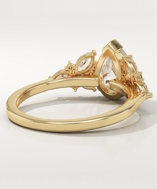 Pear Cut Cluster Lab-Grown Diamond Engagement Ring