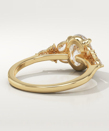 Oval Cut Cluster Lab-Grown Diamond Engagement Ring