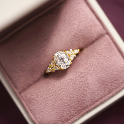 Oval Cut Cluster Lab-Grown Diamond Engagement Ring