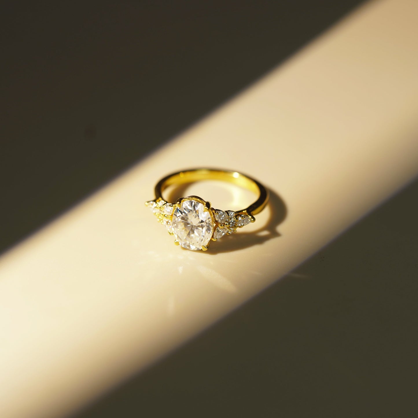 Oval Cut Cluster Lab-Grown Diamond Engagement Ring