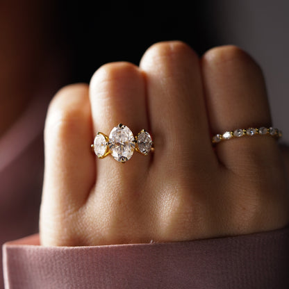 Oval Cut Three Stone Lab-Grown Diamond Engagement Ring