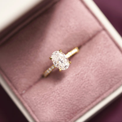 Oval Cut Hidden Halo & Pave Lab-Grown Diamond Engagement Ring