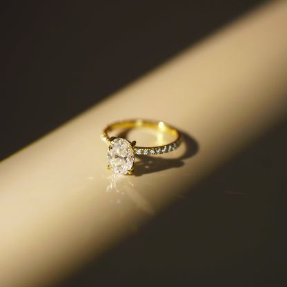 Oval Cut Hidden Halo & Pave Lab-Grown Diamond Engagement Ring