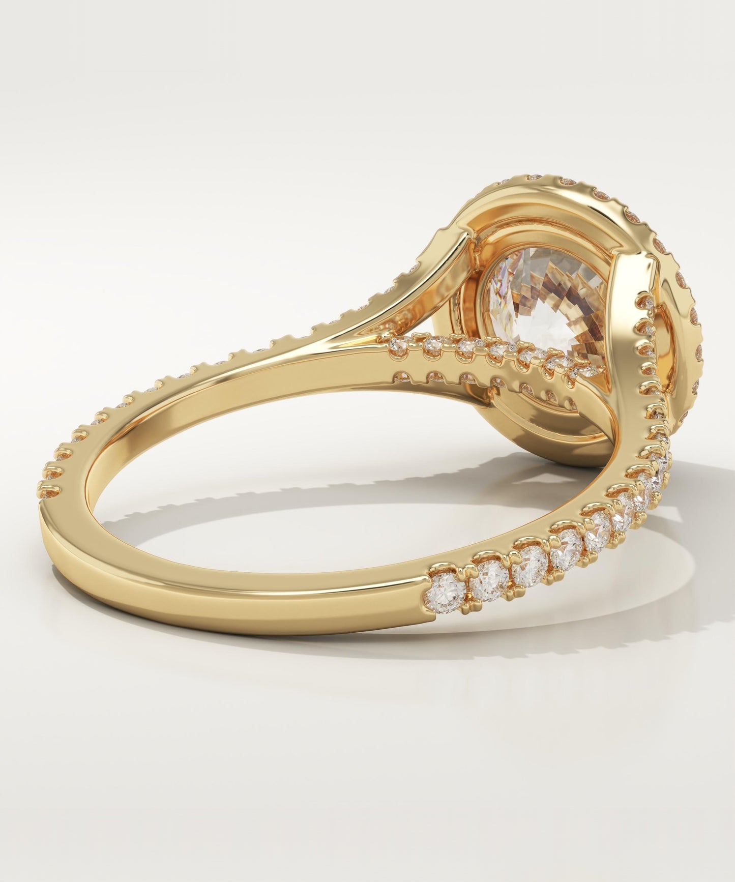 Round Cut Halo & Pave Split Shank Lab-Grown Diamond Engagement Ring
