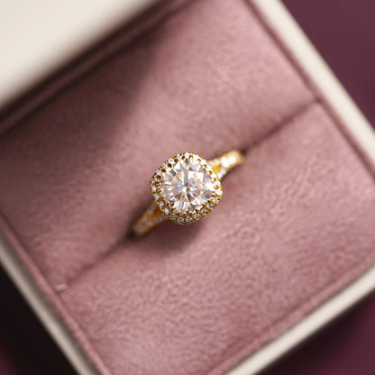Cushion Cut Halo & Pave Split Shank Lab-Grown Diamond Engagement Ring