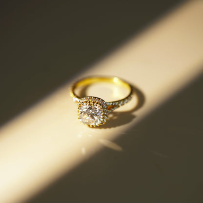 Cushion Cut Halo & Pave Split Shank Lab-Grown Diamond Engagement Ring