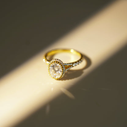 Oval Cut Halo & Pave Split Shank Lab-Grown Diamond Engagement Ring