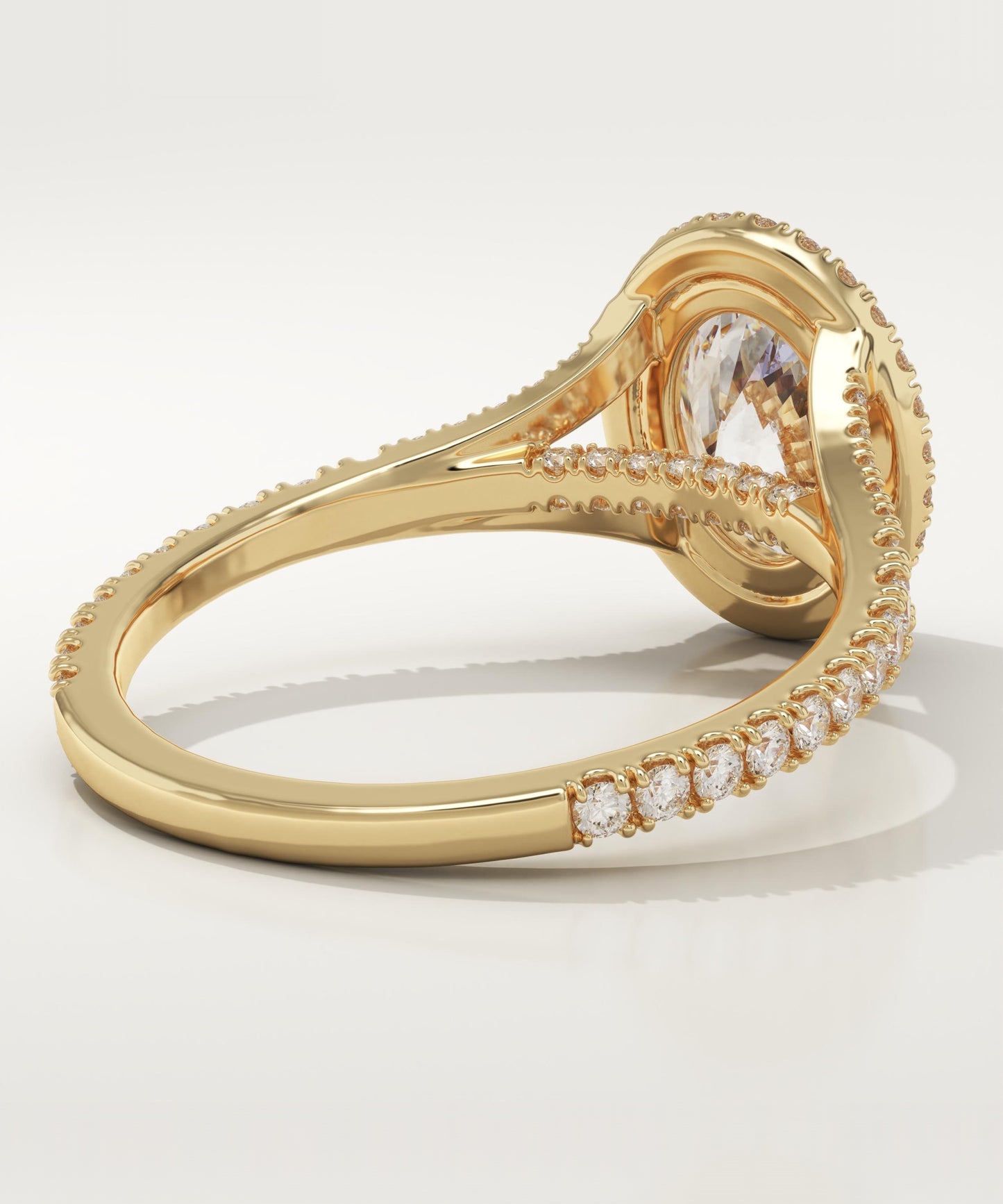 Oval Cut Halo & Pave Split Shank Lab-Grown Diamond Engagement Ring