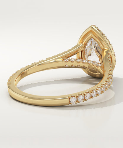 Pear Cut Halo & Pave Split Shank Lab-Grown Diamond Engagement Ring