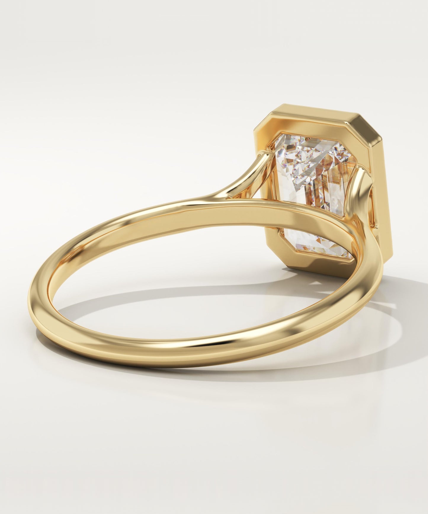 Emerald Cut Bezel Split Shank Lab-Grown Diamond Engagement Ring