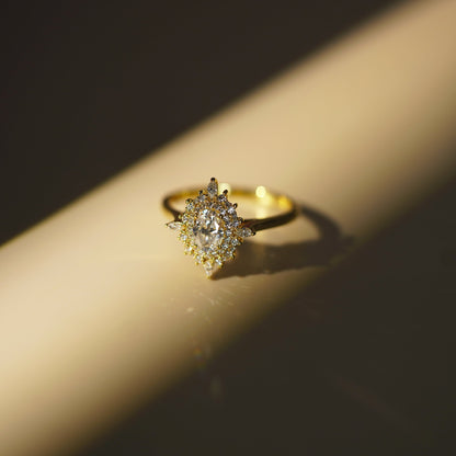 Oval Cut Cluster Lab-Grown Diamond Engagement Ring