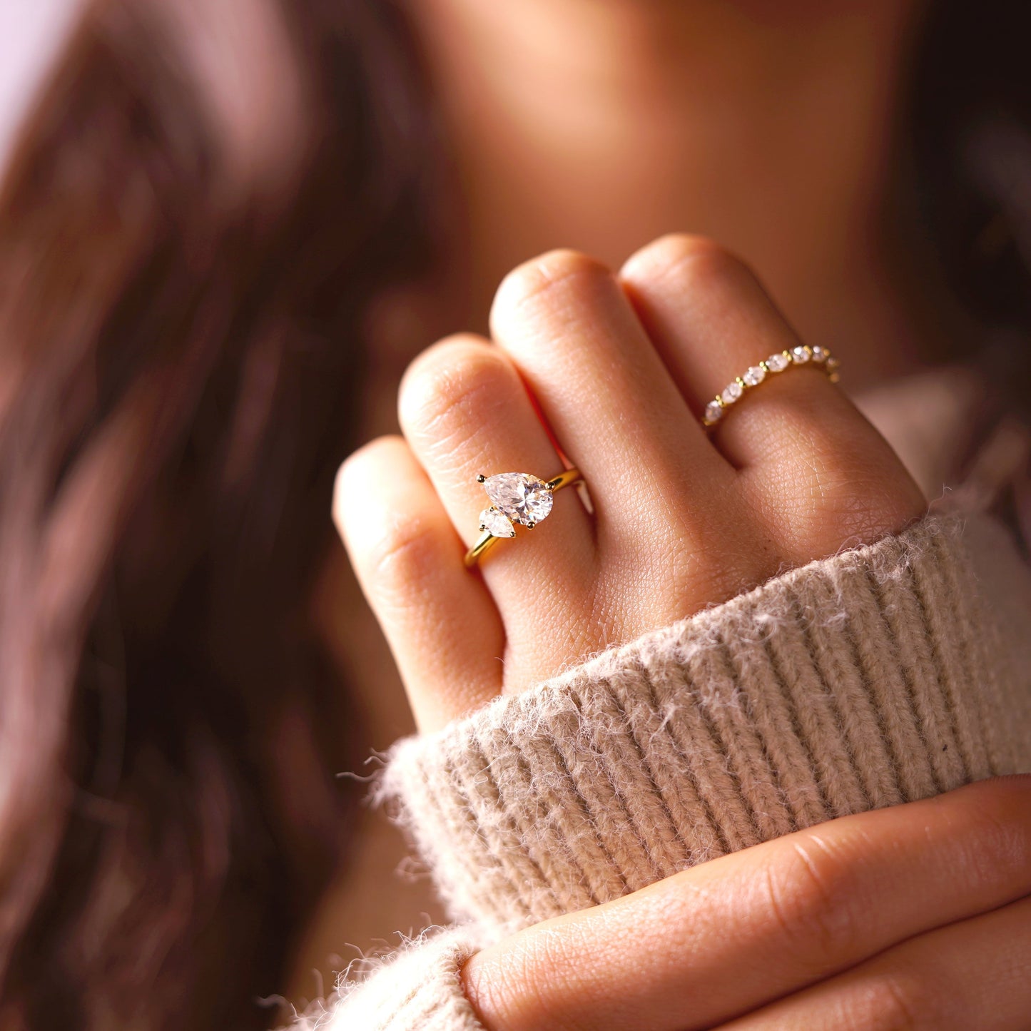 1.5 TCW Pear Cut Toi Et Moi Lab-Grown Diamond Engagement Ring