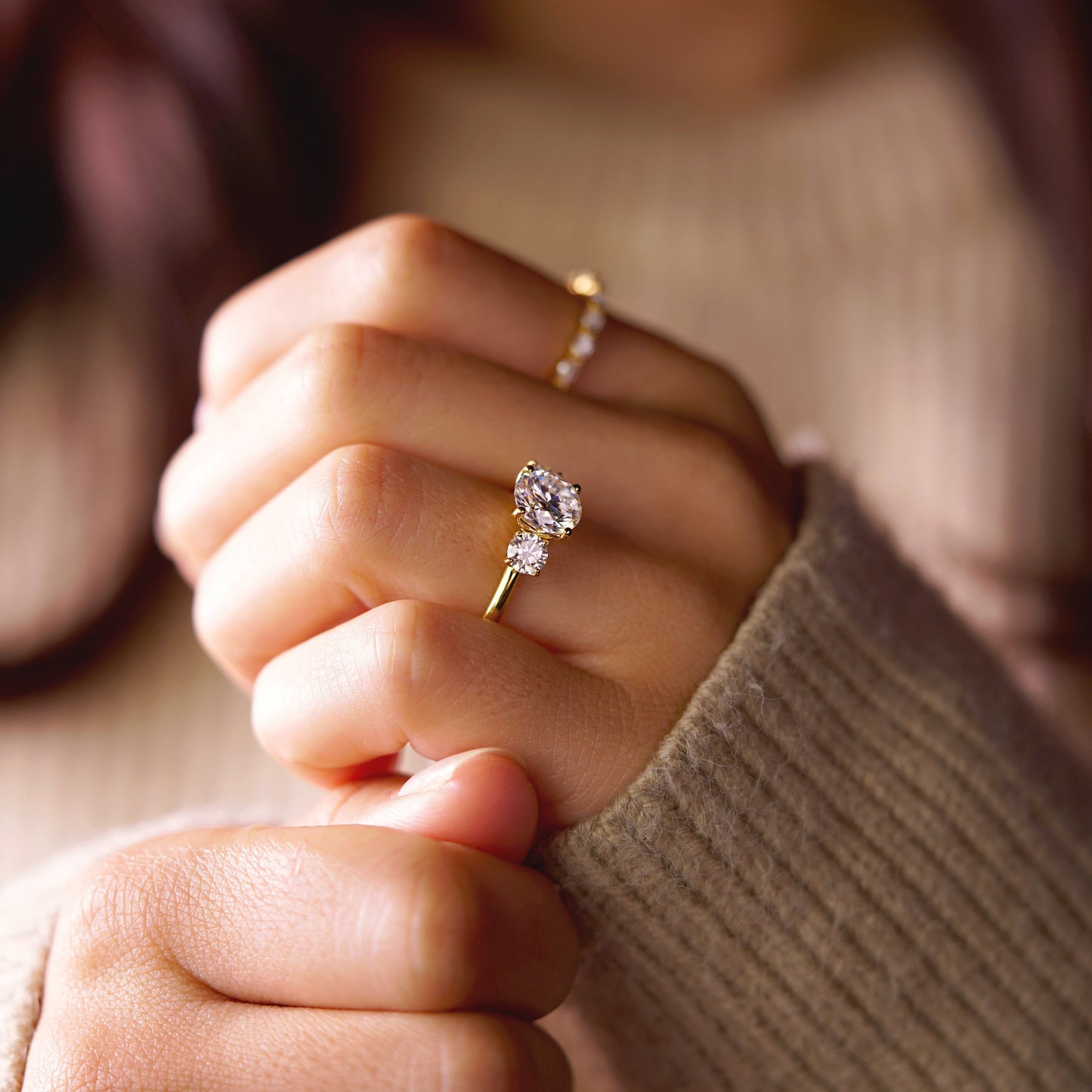 Round Cut Three Stone Lab-Grown Diamond Engagement Ring