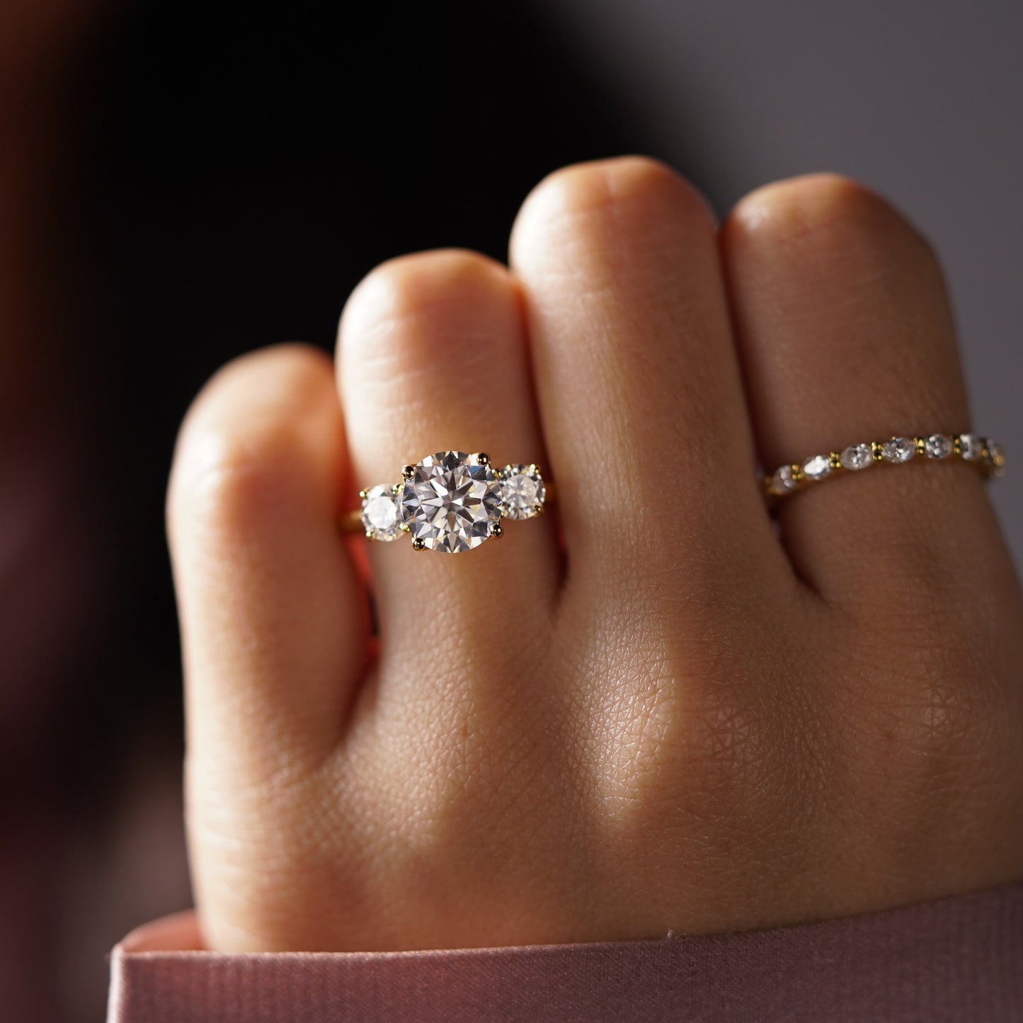 Round Cut Three Stone Lab-Grown Diamond Engagement Ring