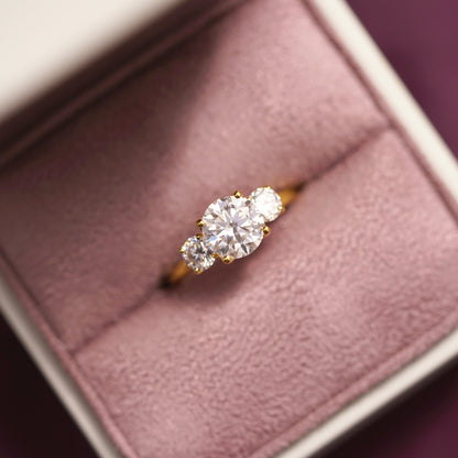 Round Cut Three Stone Lab-Grown Diamond Engagement Ring