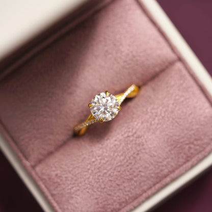 Round Cut Twisted Pave Lab-Grown Diamond Engagement Ring