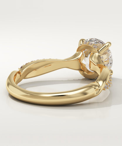 Round Cut Twisted Pave Lab-Grown Diamond Engagement Ring