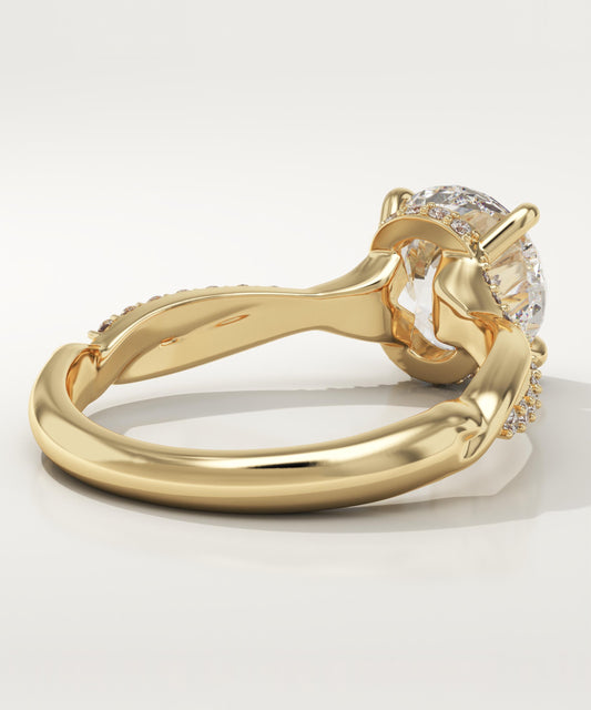 Round Cut Twisted Pave Lab-Grown Diamond Engagement Ring