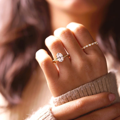 Oval Cut Twisted Pave Lab-Grown Diamond Engagement Ring