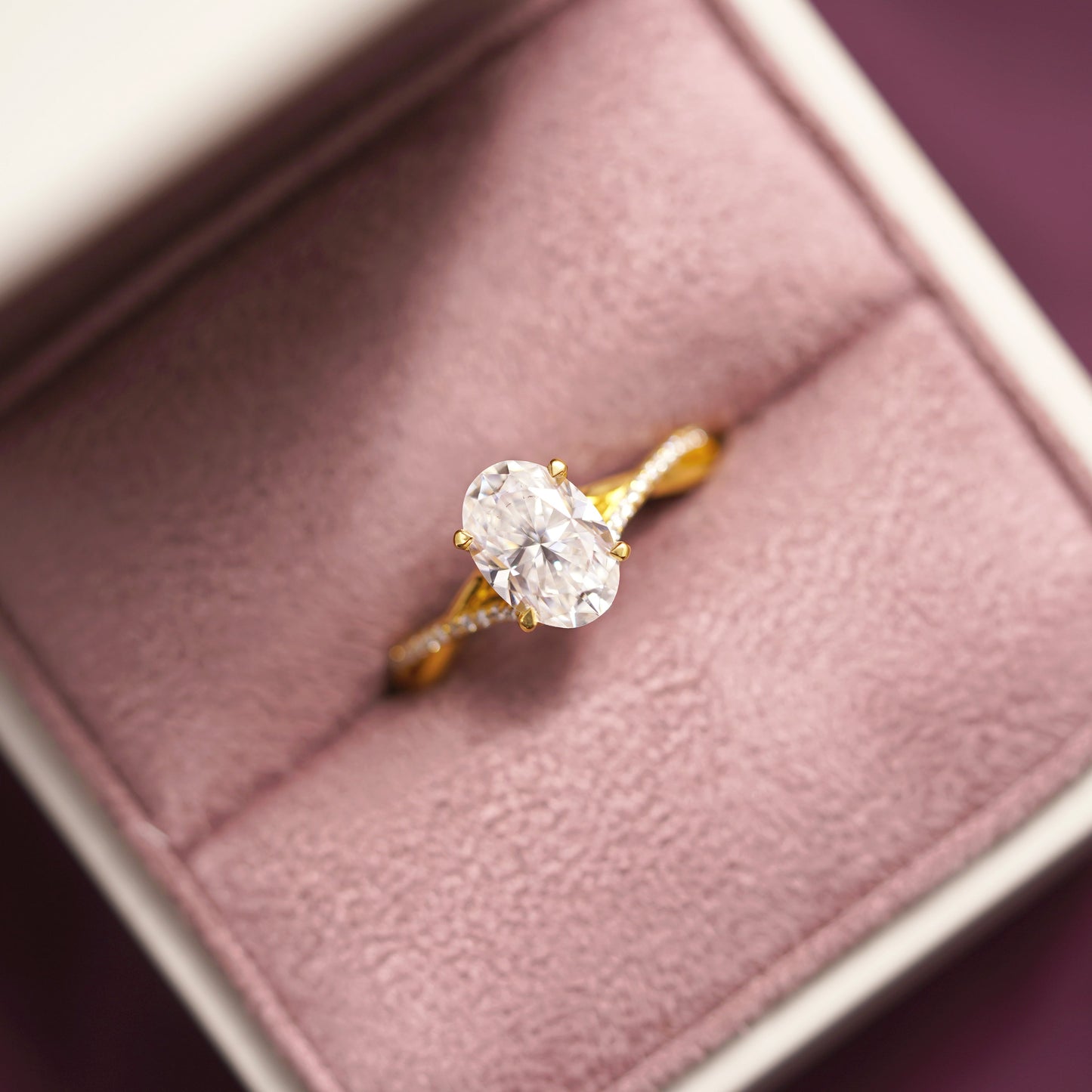 Oval Cut Twisted Pave Lab-Grown Diamond Engagement Ring