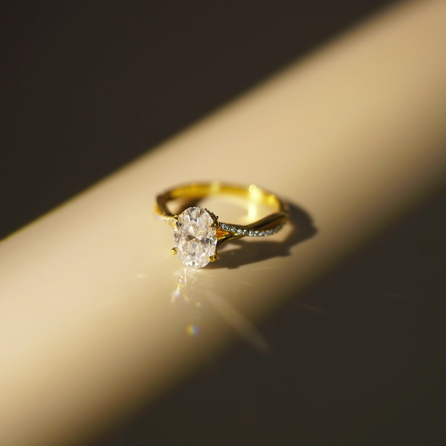 Oval Cut Twisted Pave Lab-Grown Diamond Engagement Ring