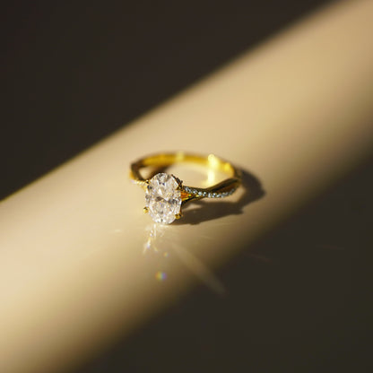 Oval Cut Twisted Pave Lab-Grown Diamond Engagement Ring