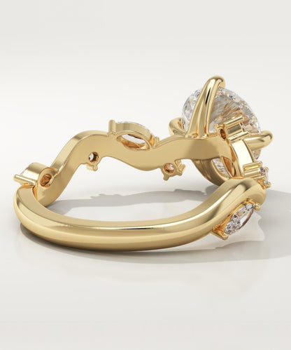 Round Cut Twig Style Lab-Grown Diamond Engagement Ring
