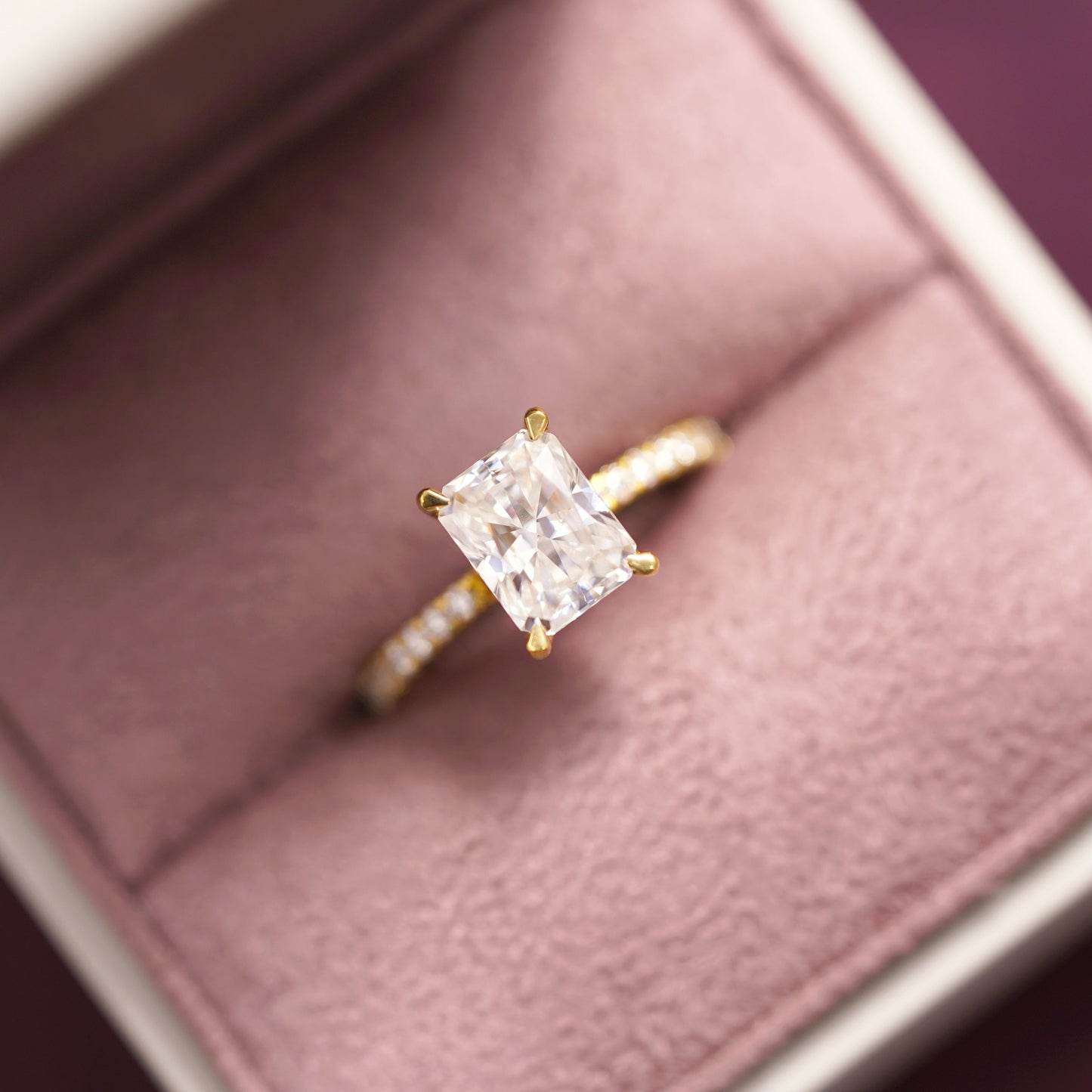 Radiant Cut Hidden Halo & Pave Lab-Grown Diamond Engagement Ring