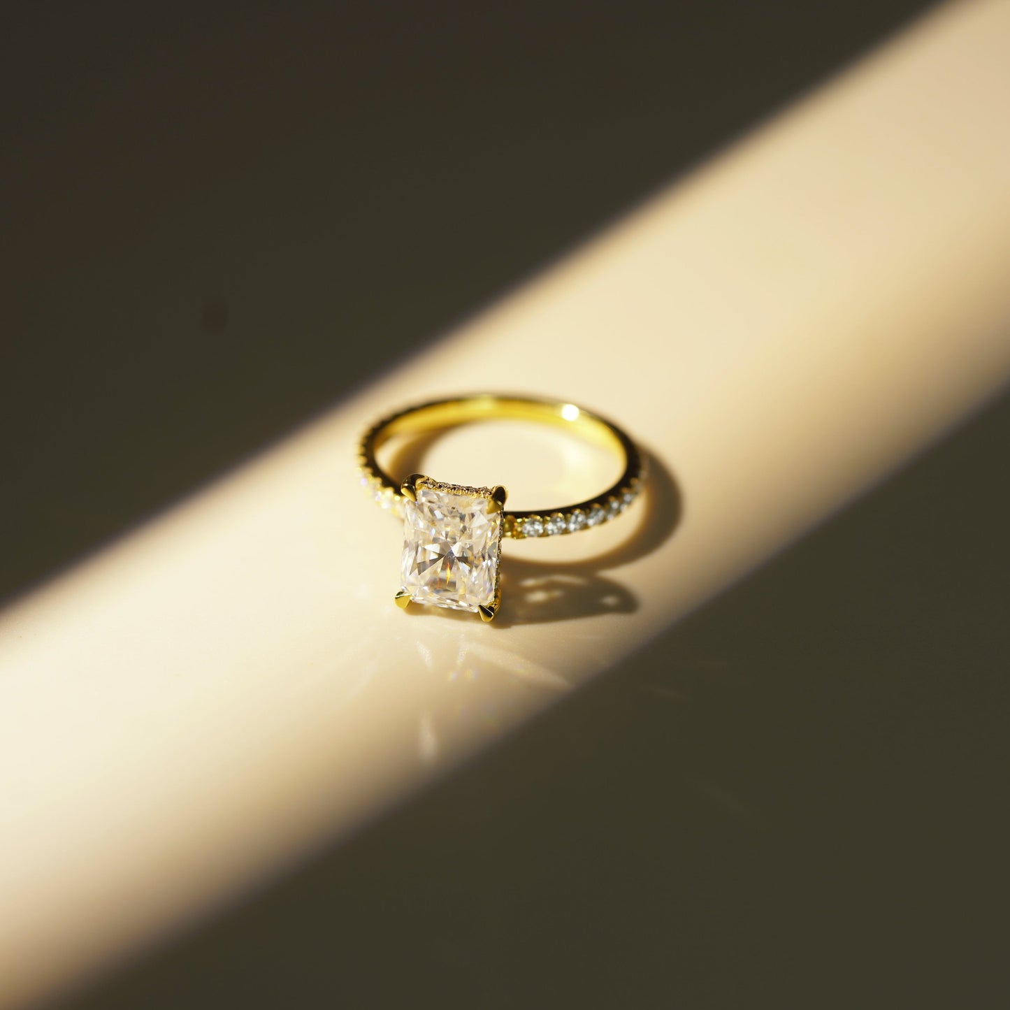 Radiant Cut Hidden Halo & Pave Lab-Grown Diamond Engagement Ring