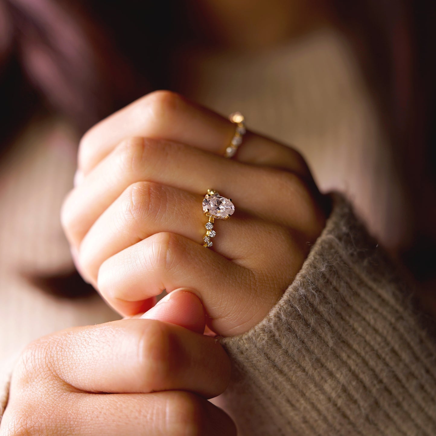 Oval Cut Hidden Halo & Pave Lab-Grown Diamond Engagement Ring