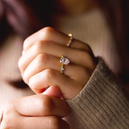 Oval Cut Hidden Halo & Pave Lab-Grown Diamond Engagement Ring